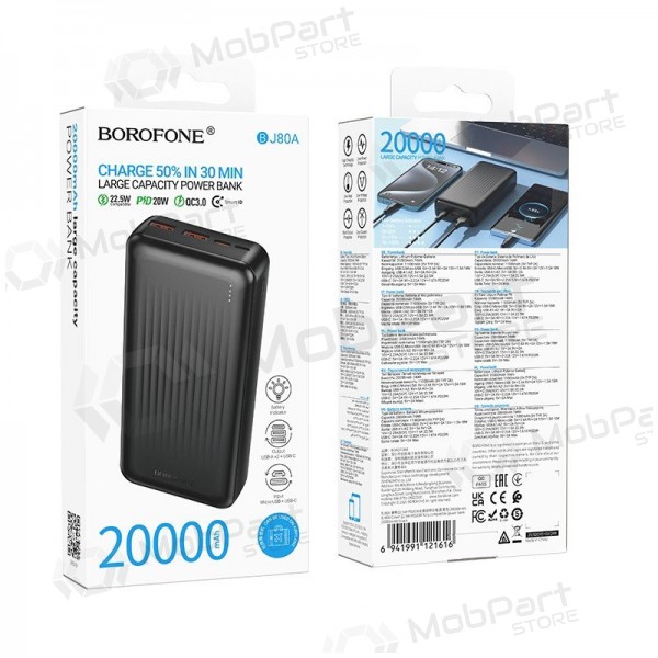 Väline patarei / aku Power Bank Borofone BJ80A 22.5W 20000mAh must