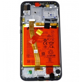 Huawei P20 Lite ekraan (mustad) (koos raamiga ja patarei / aku) (service pack) (originaalne)