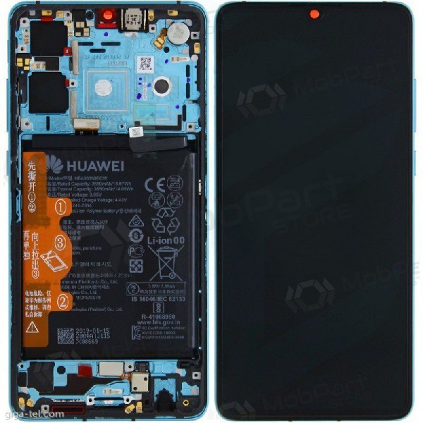 Huawei P30 (2019) ekraan (Aurora) (koos raami ja akuga) (service pack) (originaal)