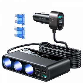 Laadija automobilinis Joyroom 9in1 154W 3x12V, PD USB Type-C, QC3.0 USB-A, 4xUSB-A JR-CL06