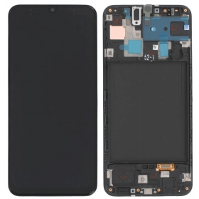 Samsung Galaxy A30 ekraan (mustad) (koos raamiga) (originaalne)