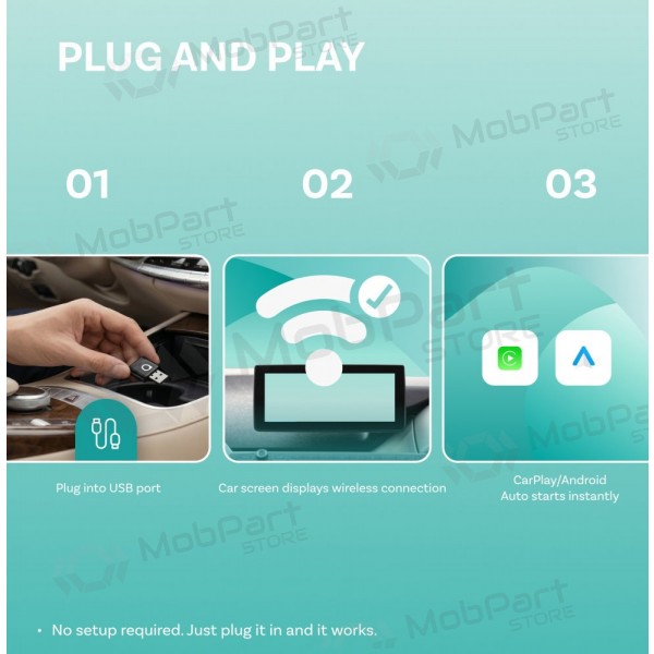 Juodas juhtmevaba CarPlay / Android Auto adapter Ottocast Mini Aura CA530-T