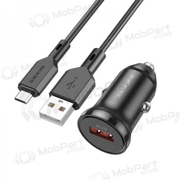 Laadija automobilinis Borofone BZ18 Quick Charge 3.0 18W + MicroUSB (mustad)