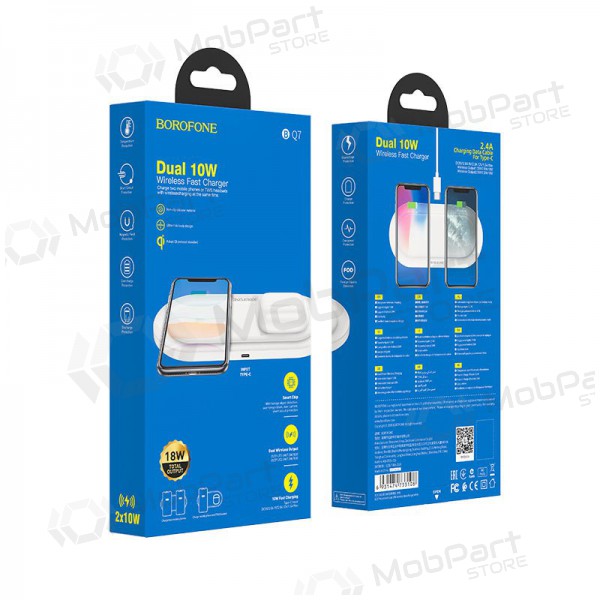 Laadija juhtmeta Borofone BQ7 Prominent Dual (10W) (valged)