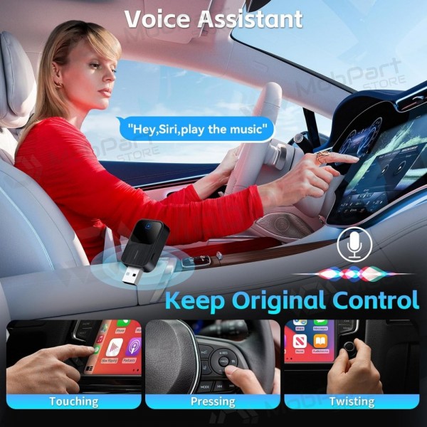 Juhtmeta CarPlay/Android Auto adapter Reach K2 mustad