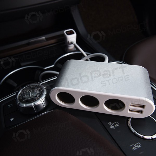 Autolaadija - šakotuvas Hoco Z13 2xUSB 3xconnector Autolaadija - šakotuvas Hoco Z13 2xUSB 3xconnector