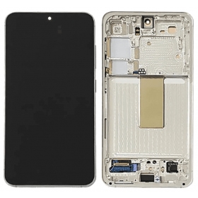Ekranas Samsung S911 S23 5Gkoos  lietimui jautriu stikliuku ja rėmeliu Lime originaalne (service pack)