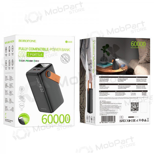 Väline patarei / aku Power Bank Borofone BJ66B 22.5W+PD20W 60000mAh must