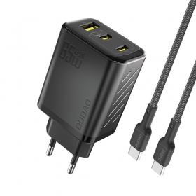 Telefoni laadija Dudao A28PC 45 W GaN 2x USB-C USB-C kaabliga 1 m must