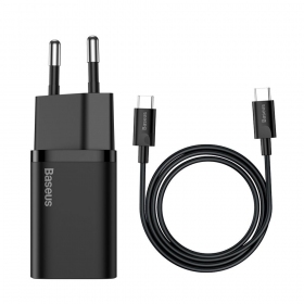 Laadija buitinis Baseus Super Si 25W + Type-C 1.0m mustad TZCCSUP-L01