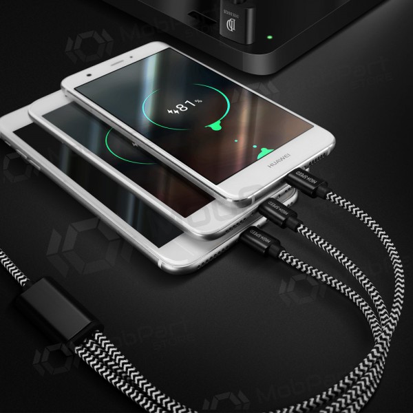 Usb kaabel Dux Ducis K-ONE 3in1 microUSB-Lightning-Type-C fastcharging 1.2m