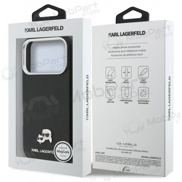 Apple iPhone 17 Pro ümbris - Karl Lagerfeld PU Karl and Choupette Heads Pins MagSafe (must)
