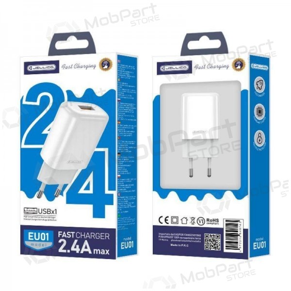 Laadija buitinis Jellico EU01 2.4A USB valged