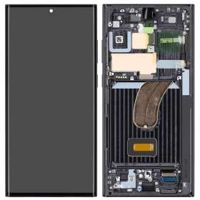 Ekranas Samsung S918 S23 Ultra 5Gkoos  lietimui jautriu stikliuku ja rėmeliu Black OLED