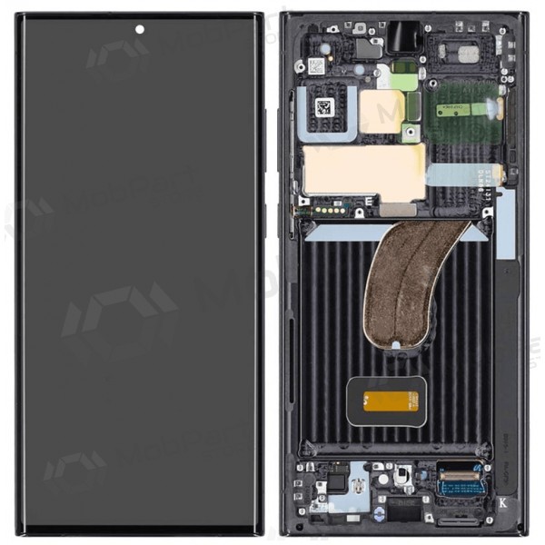 Ekranas Samsung S918 S23 Ultra 5Gkoos  lietimui jautriu stikliuku ja rėmeliu Black OLED