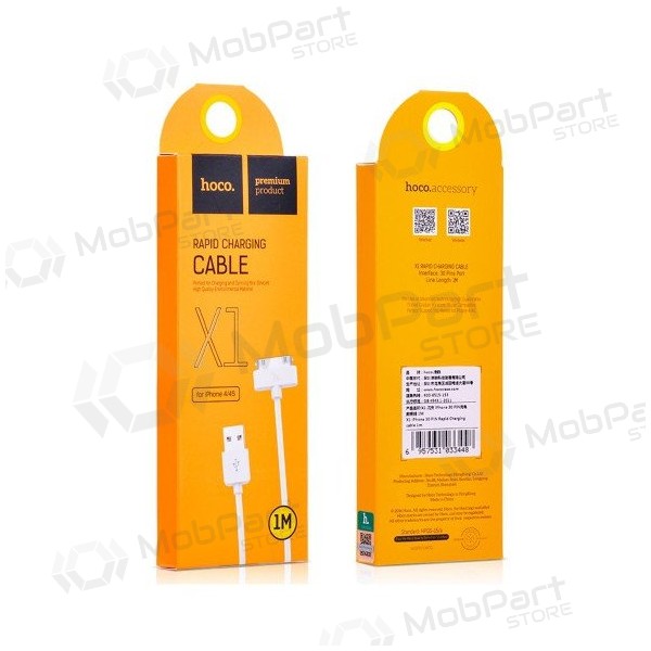 USB kaabel HOCO X1 iPhone 30-pin 1.0m (valged)