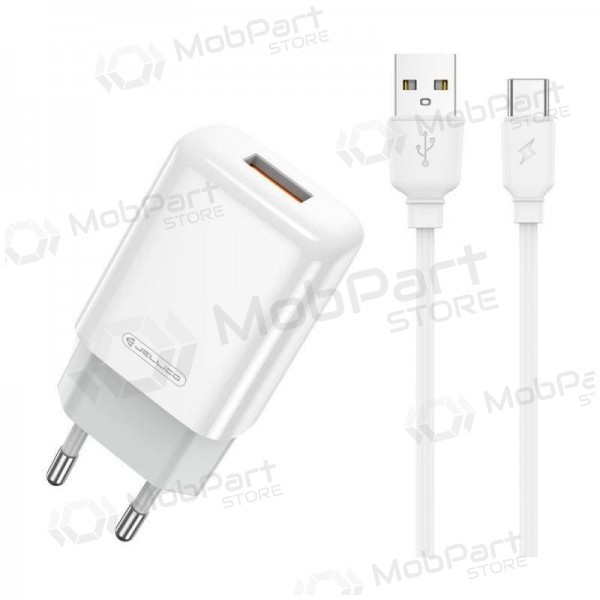Laadija buitinis Jellico EU01 2.4A USB + Type-C valged