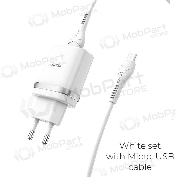 Laadija HOCO C12Q Smart USB + microUSB kaabel (QC3.0) (valged)