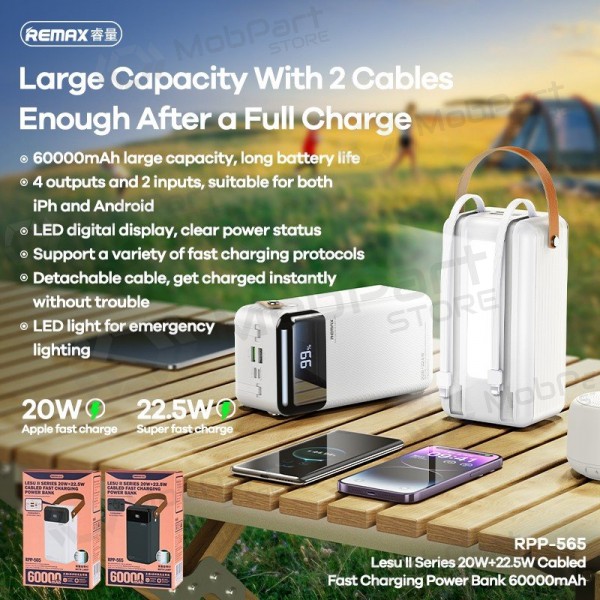 Väline patarei / aku Power Bank Remax RPP-565 22.5W 60000mAh hall