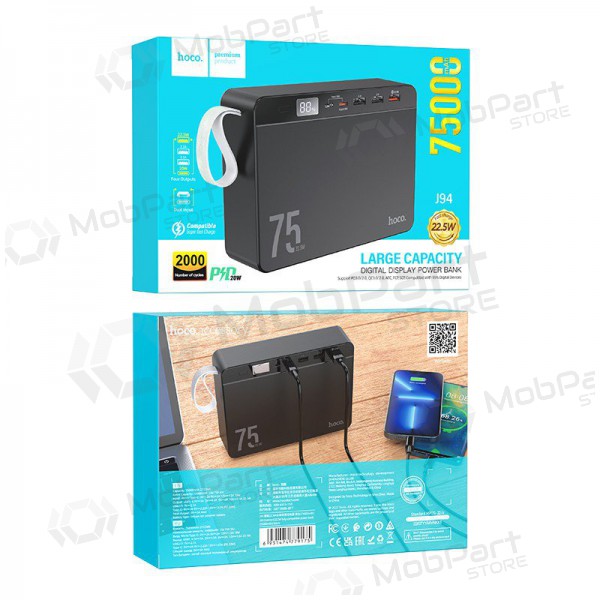 Väline patarei / aku Power Bank Hoco J94 Overlord 22.5W 75000mAh must Väline patarei / aku Power Bank Hoco J94 Overlord 22.5W 75000mAh must