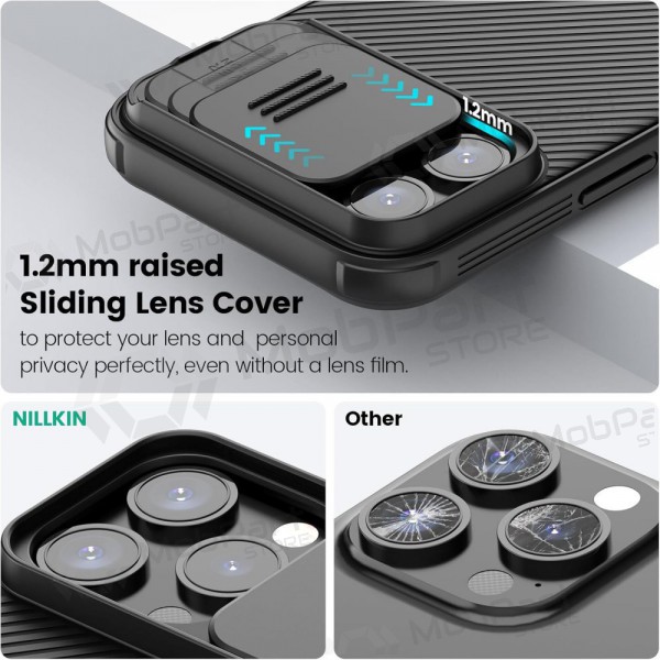 Apple iPhone 15 ümbris „Nillkin CamShield Pro“ (mustad) Apple iPhone 15 ümbris „Nillkin CamShield Pro“ (mustad)