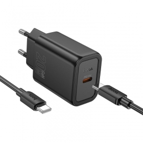 Telefoni laadija Hoco N60 GaN USB-C koos USB-C kaabliga 1 m must