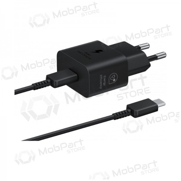 Laadija originaalne Samsung EP-T2510XBEGEU 25W + USB-C kaabel pakendis mustad