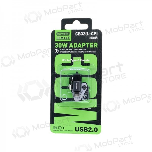 Adapter Remax CB32 Lightning USB-C USB 2.0 valge