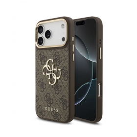 Apple iPhone 18 Pro Max ümbris - Guess PU Leather 4G Metal Logo Gold Frame