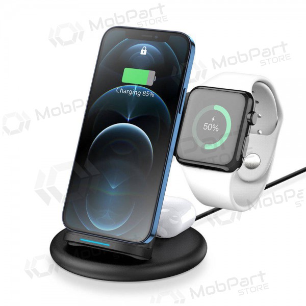 Laadija juhtmeta Dux Ducis C7 3in1 Phone, Apple Watch, Airpods 15W (mustad)