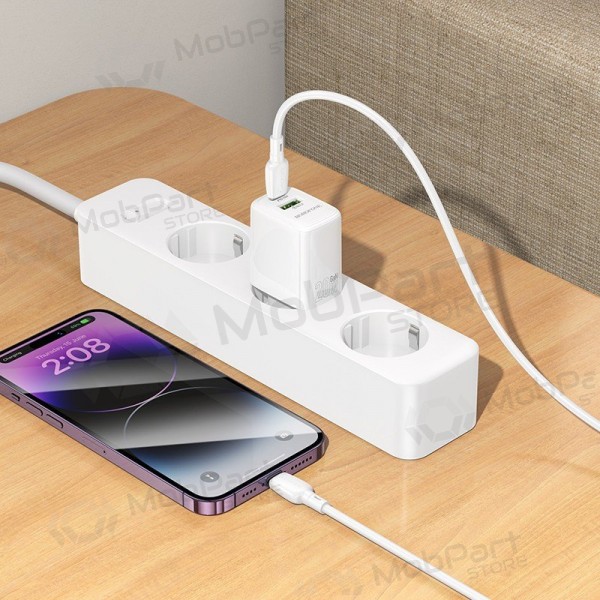 Telefoni laadija Borofone BN27 20 W USB-C + USB-A koos Lightning kaabliga 1 m valge