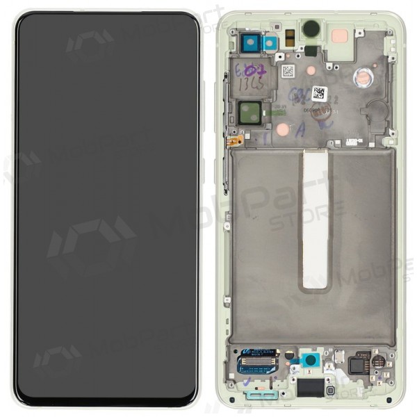 Ekranas Samsung G990 S21 FE 5G su lietimui jautriu stikliuku ja rėmeliu Olive originaalne (service pack) Ekranas Samsung G990 S21 FE 5G su lietimui jautriu stikliuku ja rėmeliu Olive originaalne (service pack)