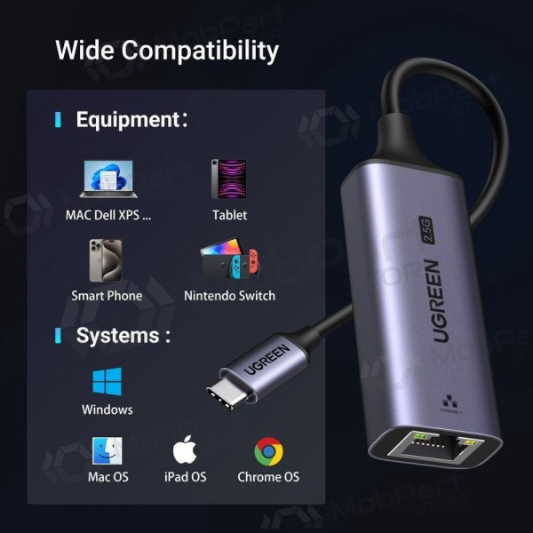 USB-C adapter Ugreen CM648 USB-C–RJ45 hall