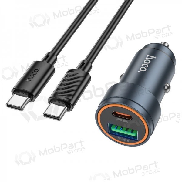Hoco Z57A 30 W USB-C + USB-A autolaadija koos USB-C kaabliga 1 m