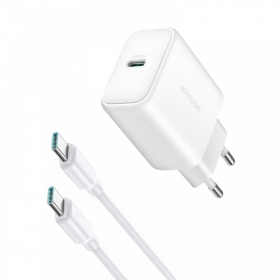 Laadija Joyroom JR-TCF24 USB-C PD30W + USB-C to USB-C cable 1.0m valged