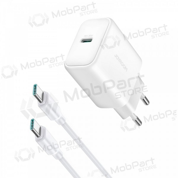 Laadija Joyroom JR-TCF24 USB-C PD30W + USB-C to USB-C cable 1.0m valged