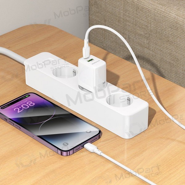 Laadija Borofone BN29 30W USB-C/USB-A + USB-C to Lightning cable 1.0m valged