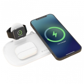 Laadija juhtmeta Devia 3in1 Smart Phone, Apple Watch, Airpods (valged)