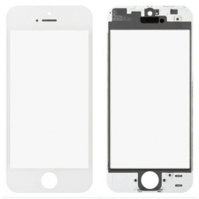 Apple iPhone 5 Ekraani klaas koos raamiga ja OCA (valged) (for screen refurbishing) - Premium