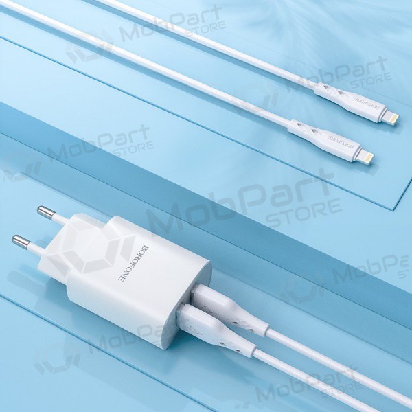 Laadija Borofone BN2 2xUSB 2.1A + Lightning (valged)