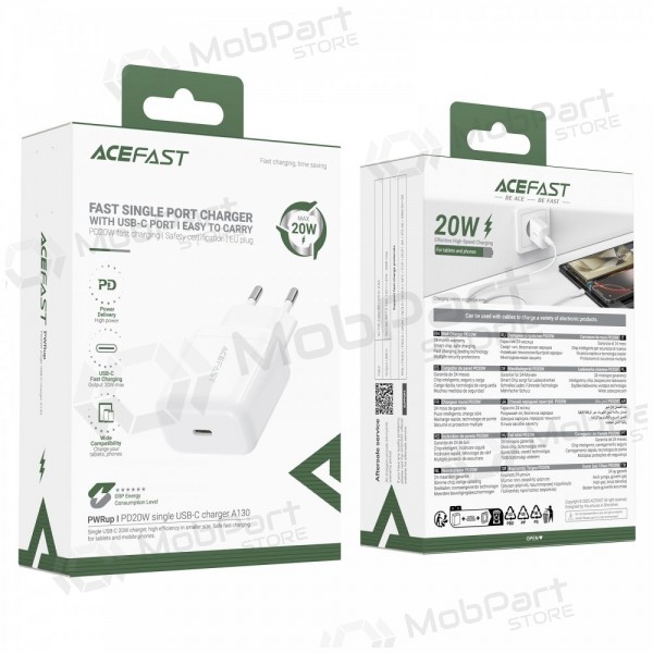 Laadija Acefast A130 20W USB-C valged
