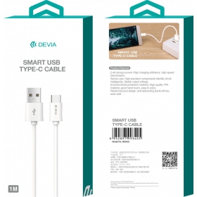 USB kaabel Devia Smart Type-C 1.0m (valged)