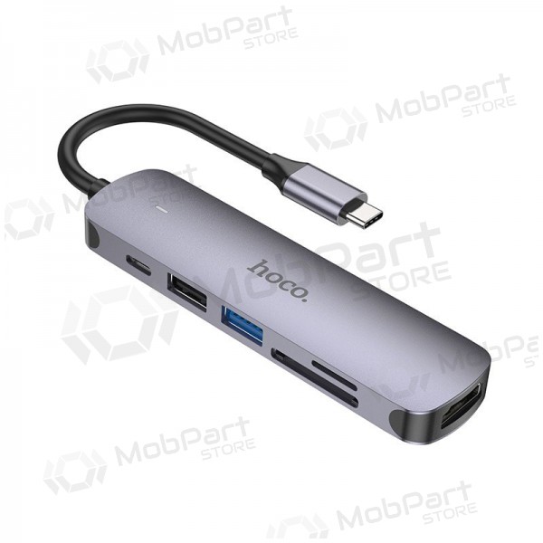 USB-C adapter Hoco HB28 USB-C kuni HDMI + USB 3.0 + USB 2.0 + SD + TF + PD hall