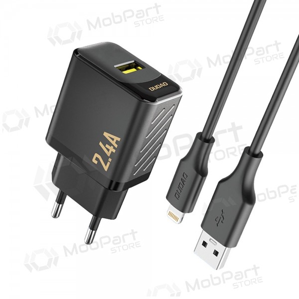 Telefoni laadija Dudao A23L 12 W USB-A koos USB-A to Lightning kaabliga 1 m must