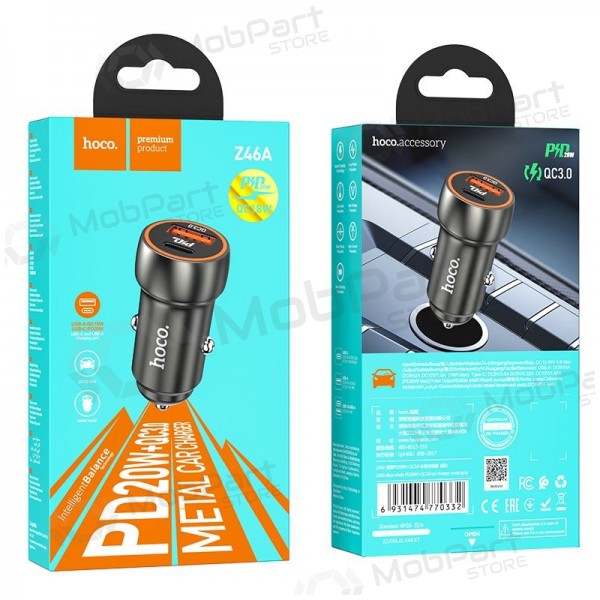 Laadija automobilinis Hoco Z46A USB-A/Type-C PD20W+QC3.0 hall