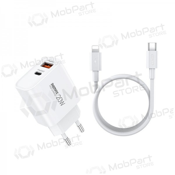 Telefoni laadija Remax RP-U120 20 W USB-C + USB-A koos Lightning kaabliga 1 m valge