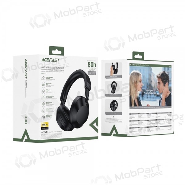 Juodos Acefast H14 Bluetooth USB-C juhtmevabad kõrvaklapid mikrofoniga