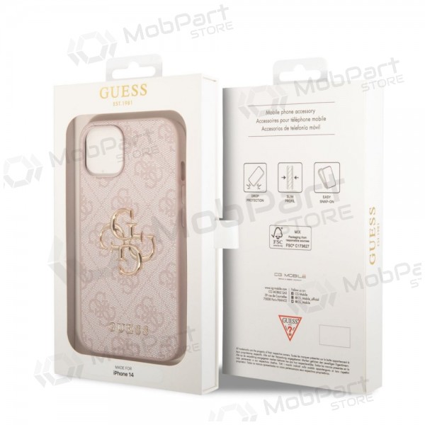 Apple iPhone 14 ümbris - Guess PU 4G Metal Logo (roosa)