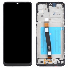 Samsung Galaxy A22 5G ekraan (mustad) (koos raamiga) (originaalne)