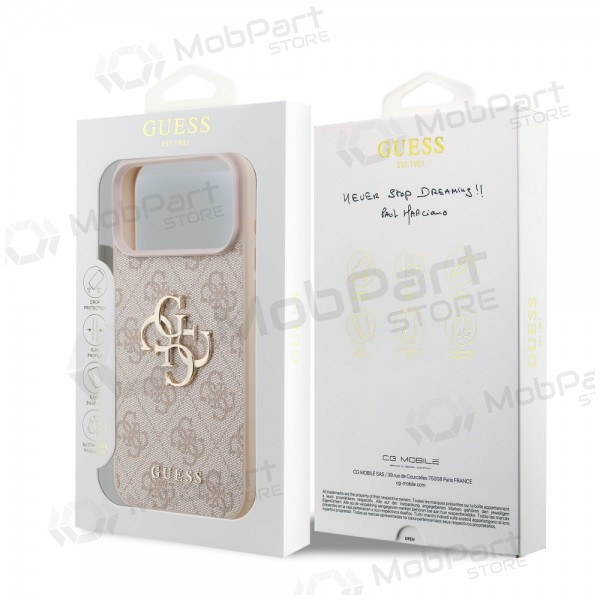 Apple iPhone 17 Pro Max ümbris - Guess PU 4G Metal Logo (roosa)